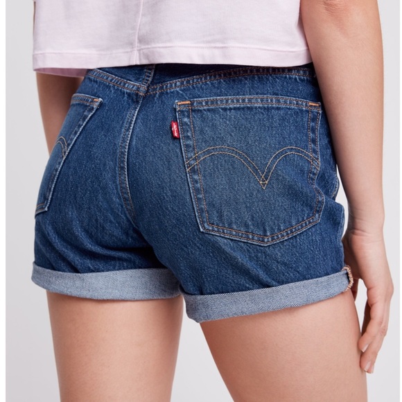 levis 501 long denim shorts